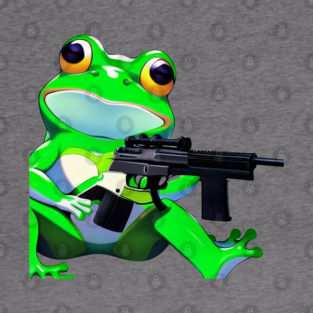 Meme Frog with Gun by BAYFAIRE